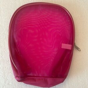 Pink cosmetic makeup bag sheer transparent zipper